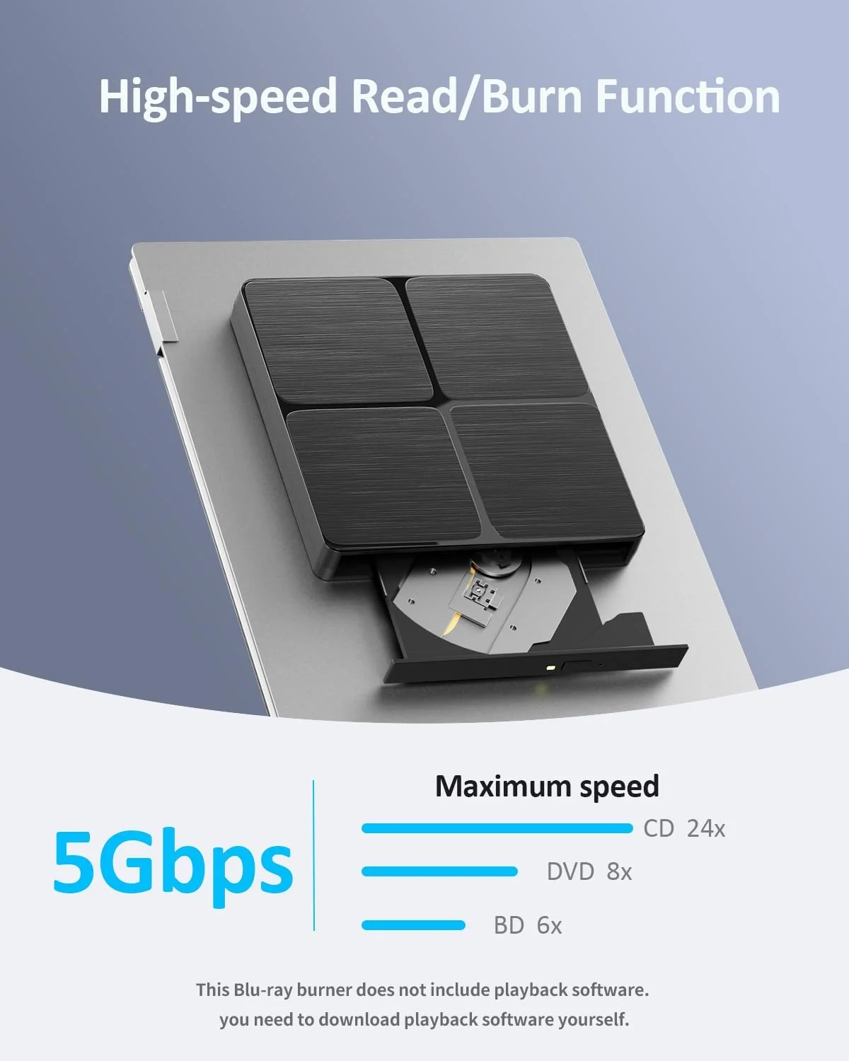 درایو بلوری اکسترنال، USB 3.0 و Type C بلوری رایتر، درایو بلوری/دی وی دی اکسترنال برای کامپیوتر، پخش کننده سی دی دی وی دی بلوری اکسترنال سازگار با ویندوز XP/7/8/10/11، لینوکس، مک OS