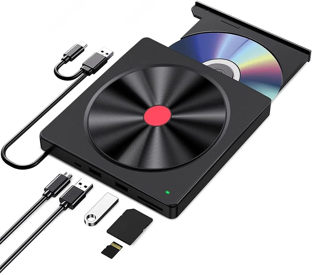 درایو DVD اکسترنال Alnicov، درایو CD، USB 3.0 Type C قابل حمل CD/DVD ROM +/-RW رایتر، پخش کننده DVD، درایو اپتیکال برای ویندوز 11/10/8.1/7 و غیره