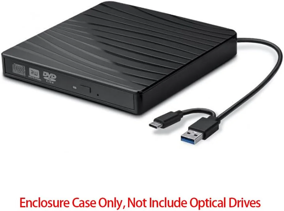 AE-SMART - درایو نوری اکسترنال USB 3.0/Туρе-С با کابل برق دو سر، جعبه DVD اکسترنال راه راه قابل حمل برای نت بوک و پخش کننده هارد دیسک (آبی)