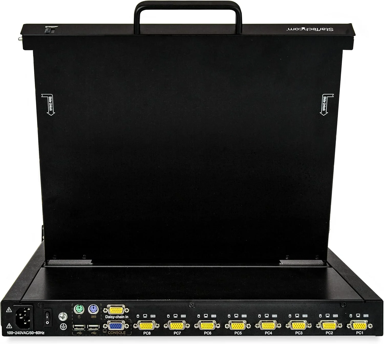 کنسول KVM رک مونت 8 پورت StarTech.com با کابل های 6 فوتی - سوییچ KVM یکپارچه با مانیتور LCD 17 اینچی - کشوی KVM LCD 1U با امکانات کامل - KVM OSD - پشتیبانی از USB + VGA (RKCONS1708K)