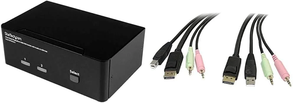 سوئیچ KVM دو پورت DisplayPort استار تک و کابل سوئیچ KVM چهار در یک DisplayPort