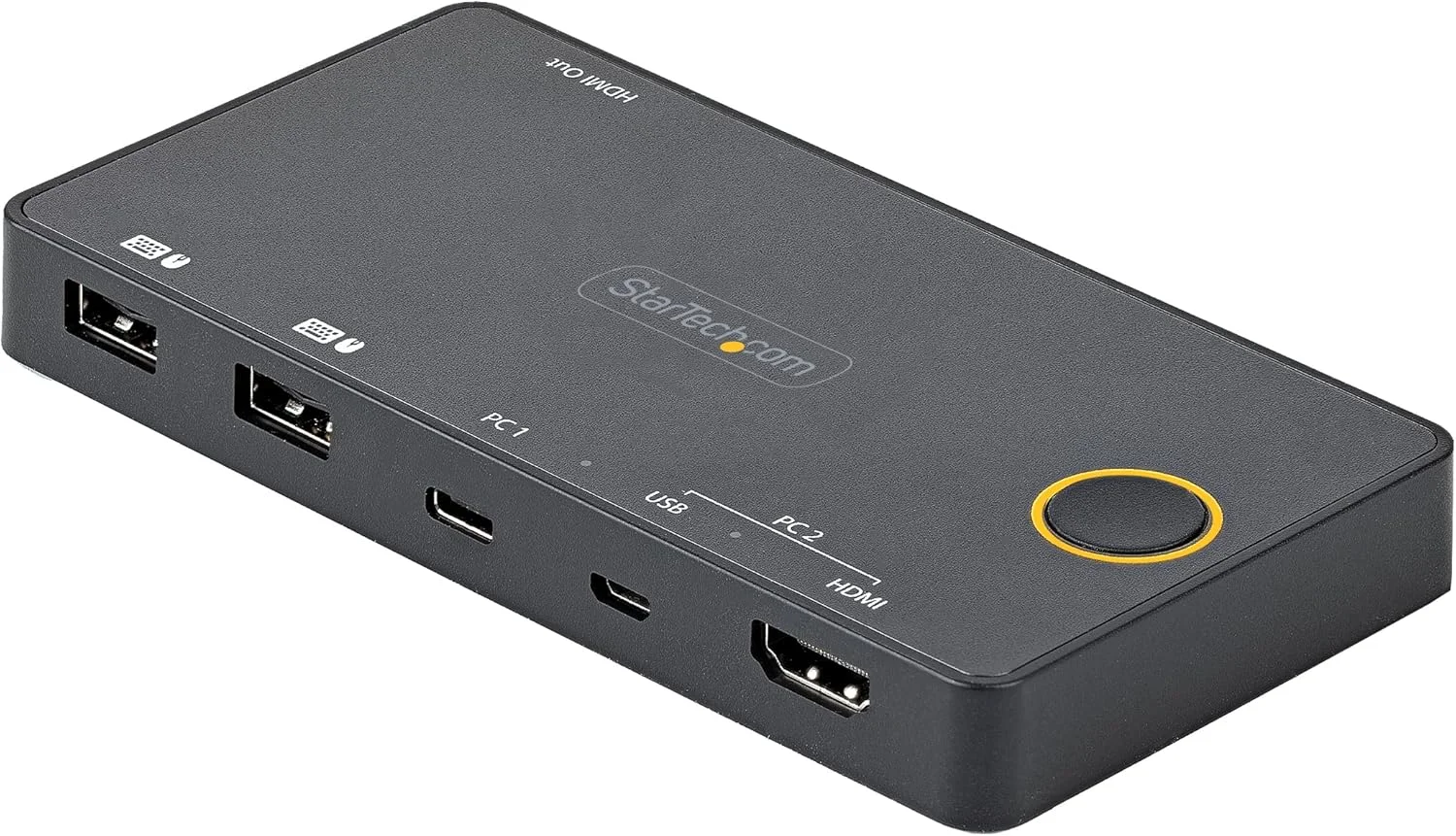 سوییچ KVM دو پورت USB-A + HDMI و USB-C استار تک - مانیتور تکی 4K 60Hz HDMI 2.0 - سوییچ KVM HDMI رومیزی/لپ تاپ جمع و جور - تغذیه از طریق USB - سازگار با Thunderbolt 3, TAA