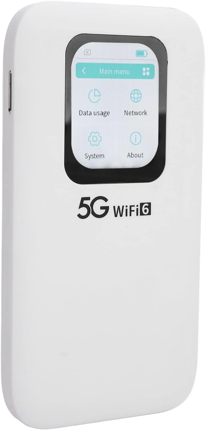 هات اسپات موبایل 5G Wi-Fi، روتر Wi-Fi 6 قابل حمل برای مسافرت، پشتیبانی از 16 دستگاه، صفحه نمایش لمسی 2.01 اینچی، دارای اسلات نانو سیم کارت، ضد آب IP67، باتری قابل شارژ 7100 میلی آمپر ساعتی