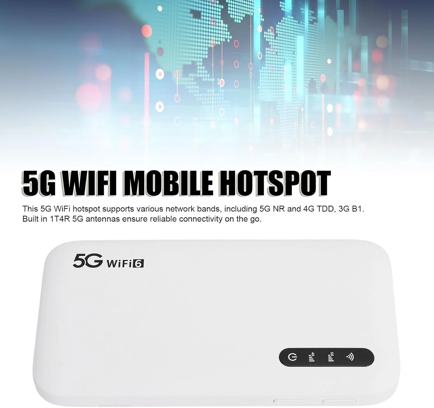هات اسپات موبایل 5G Wi-Fi، دستگاه Wi-Fi قابل حمل 2.4 گیگاهرتز و 5.8 گیگاهرتز برای مسافرت، پشتیبانی از اسلات سیم کارت و 16 دستگاه، ضد آب IP67، روتر Wi-Fi 6 5G با باتری قابل شارژ 6100 میلی آمپر ساعت