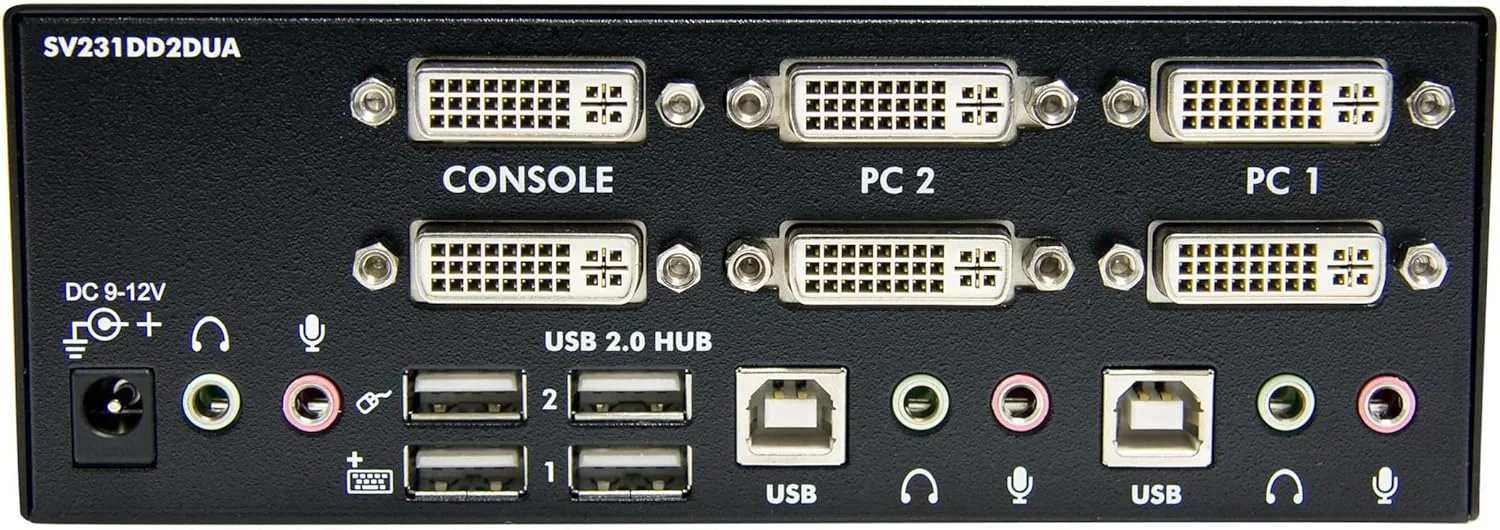 سوئیچ KVM دو پورت DVI با هاب USB 2.0 و صدا - رزولوشن 1920x1200