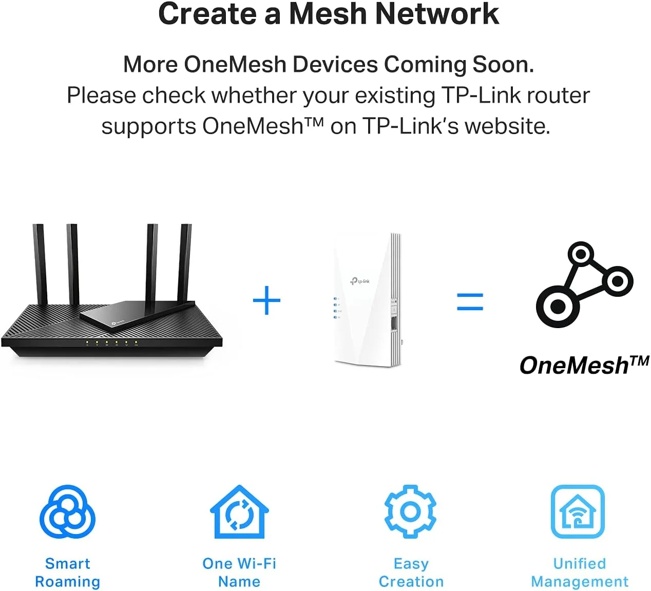 روتر وای فای 6 تی پی-لینک OneMesh AX1800 (Archer AX21) - روتر گیگابیتی دو بانده + تقویت کننده اینترنت تی پی-لینک AX1500 (RE500X)، توسعه دهنده محدوده OneMesh وای فای 6