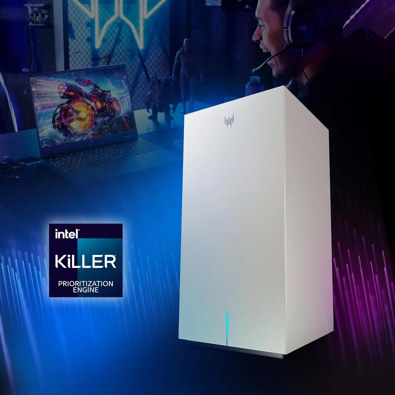 روتر گیمینگ مش وای فای 7 BE11000 Predator Connect T7 | موتور اولویت بندی اینتل کیلر | پوشش دهی تا 270 متر مربع | پشتیبانی تا 200 دستگاه | دارای پورت های 2.5Gbps WAN و 2 پورت 1Gbps LAN | امنیت اینترنتی مادام العمر