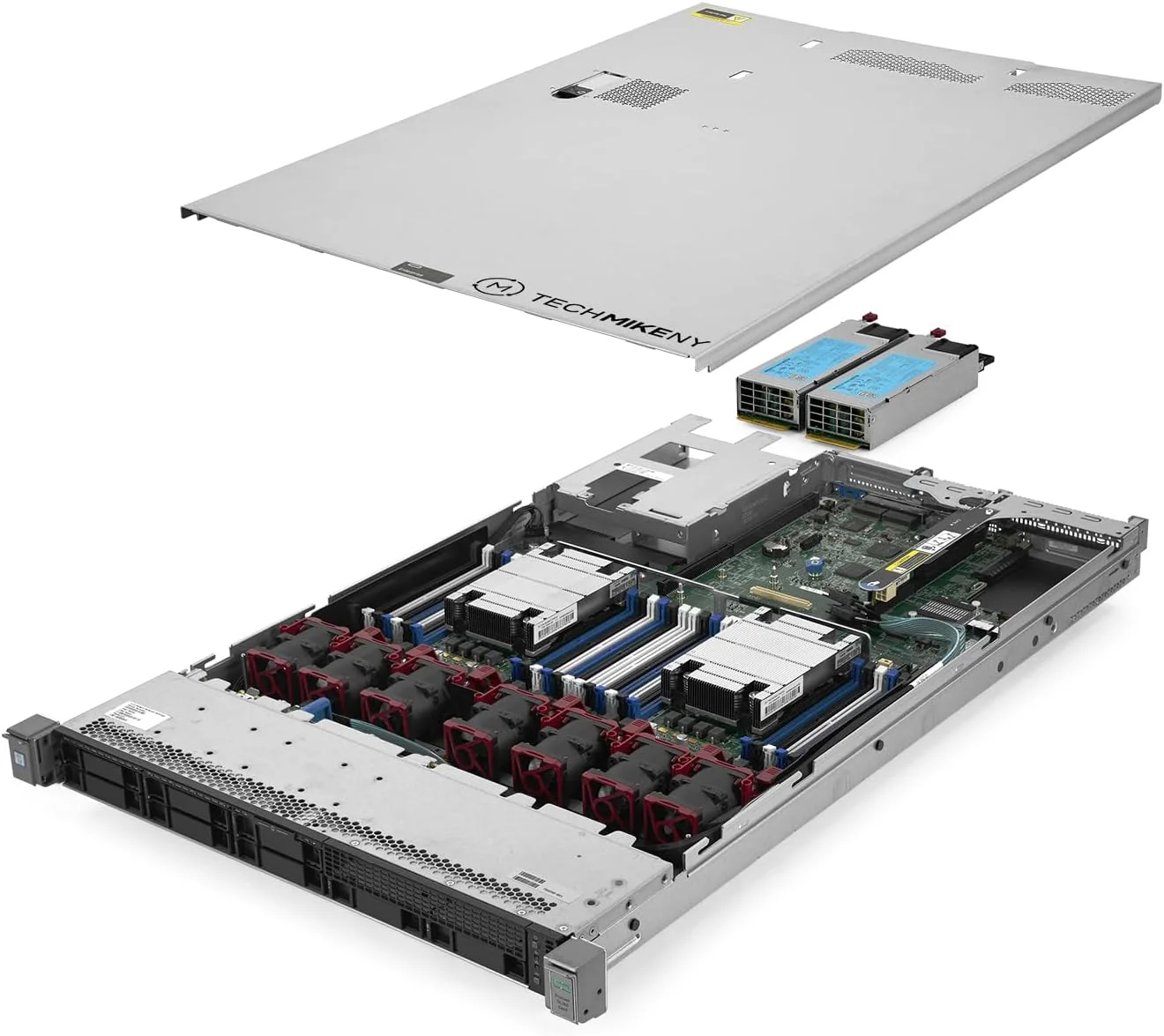 سرور TechMikeNY 2.10 گیگاهرتز 8 هسته ای 32 گیگابایت رم 5 عدد SSD 500 گیگابایتی جدید 3 عدد محفظه ProLiant DL360 G9 (بازسازی شده)