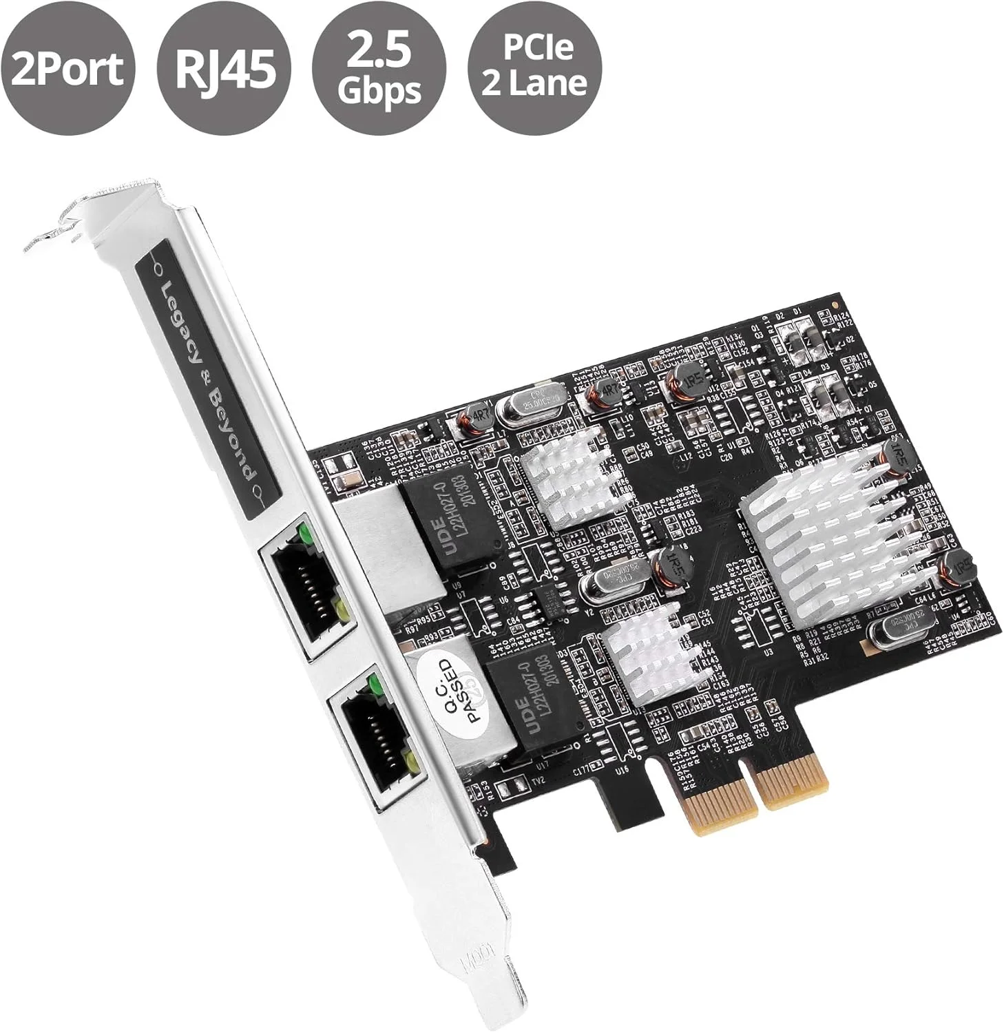 کارت شبکه دوگانه 2.5G چهار سرعته Multi-Gigabit Ethernet PCIe، PCIe 2.0 x2 به دوگانه RJ-45، 2.5GBASE-T، NBASE-T، 2500/1000/100/10 مگابیت در ثانیه، چیپست Realtek RTL8125، براکت های دوگانه (LB-GE0711-S1)