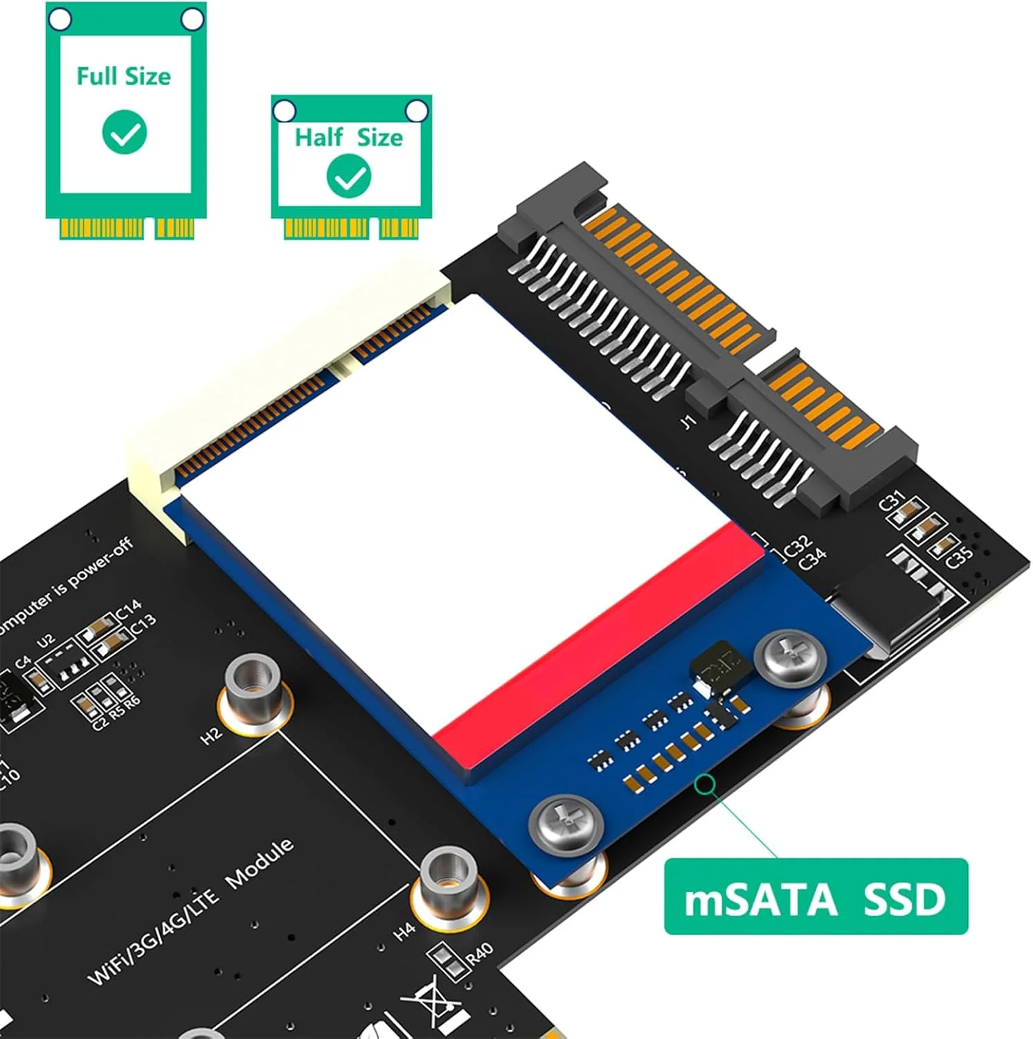 برد آداپتور 2 در 1 PCIE به MSATA SATA3 کارت 3G CDMA WLAN WWLAN WiFi به کامپیوترهای رومیزی
