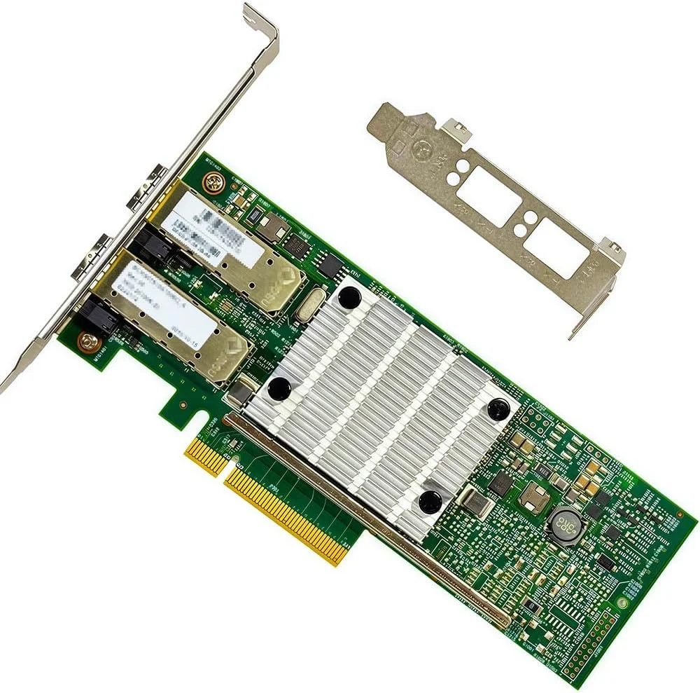 کارت شبکه 10GbE SFP+ سازگار با کارت اترنت BCM57810S PCIe، دارای 2 پورت SFP+ 10GBASE-SR/LR، PCIe 2.0، فریم‌های جامبو SR-IOV PXE iSCSI آداپتور شبکه PCI