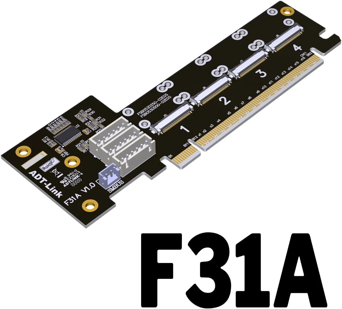 کارت توسعه JMT ADT-F31A-F32A PCIe 4.0 X16 Gen4 PCIe-Bifurcation برای کابل توسعه GPU مدل FFC (F31A)
