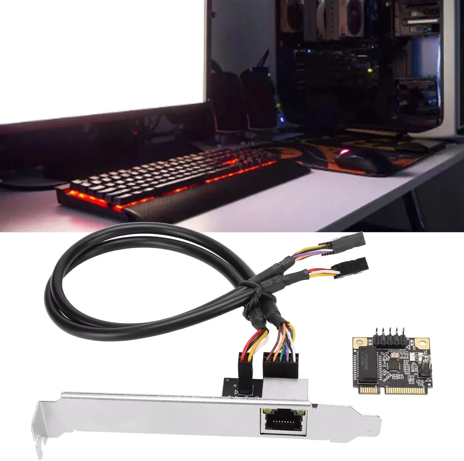 کارت شبکه PCIe، کارت شبکه مینی PCIe گیگابیتی اترنت با چراغ LED و پورت RJ 45 برای ویندوز/ویندوز سرور/لینوکس