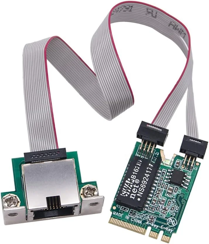 کارت شبکه اترنت گیگابیتی JMT M.2 A+E/Mini PCIE به RJ45 LAN تک پورت سرور 10/100/1000Mbps (M.2 A+E پین مستقیم)