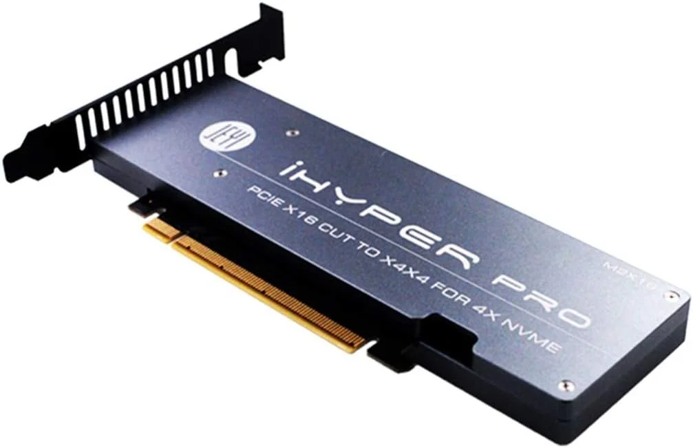 کارت توسعه JEYI iHyper-Pro M.2 X16 به 4X PCIE 4.0 GEN4 با پشتیبانی از NVMe M.2 m Key 2280 تا 32Gbps برای VROC NVMe Raid (iHyper-Pro)