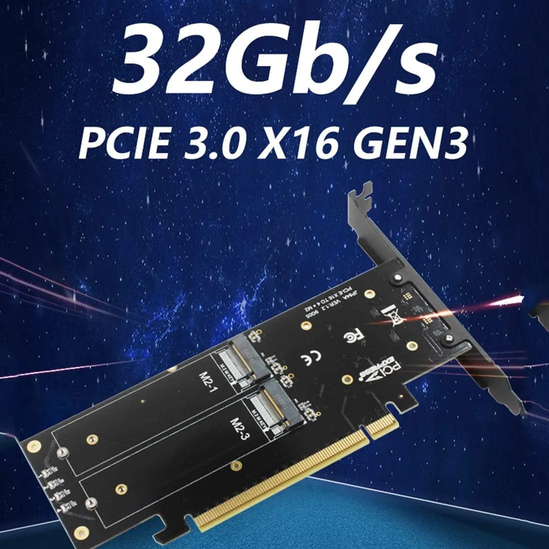 کارت توسعه JEYI iHyper-Pro M.2 X16 به 4X PCIE 4.0 GEN4 با پشتیبانی از NVMe M.2 m Key 2280 تا 32Gbps برای VROC NVMe Raid (iHyper-Pro)
