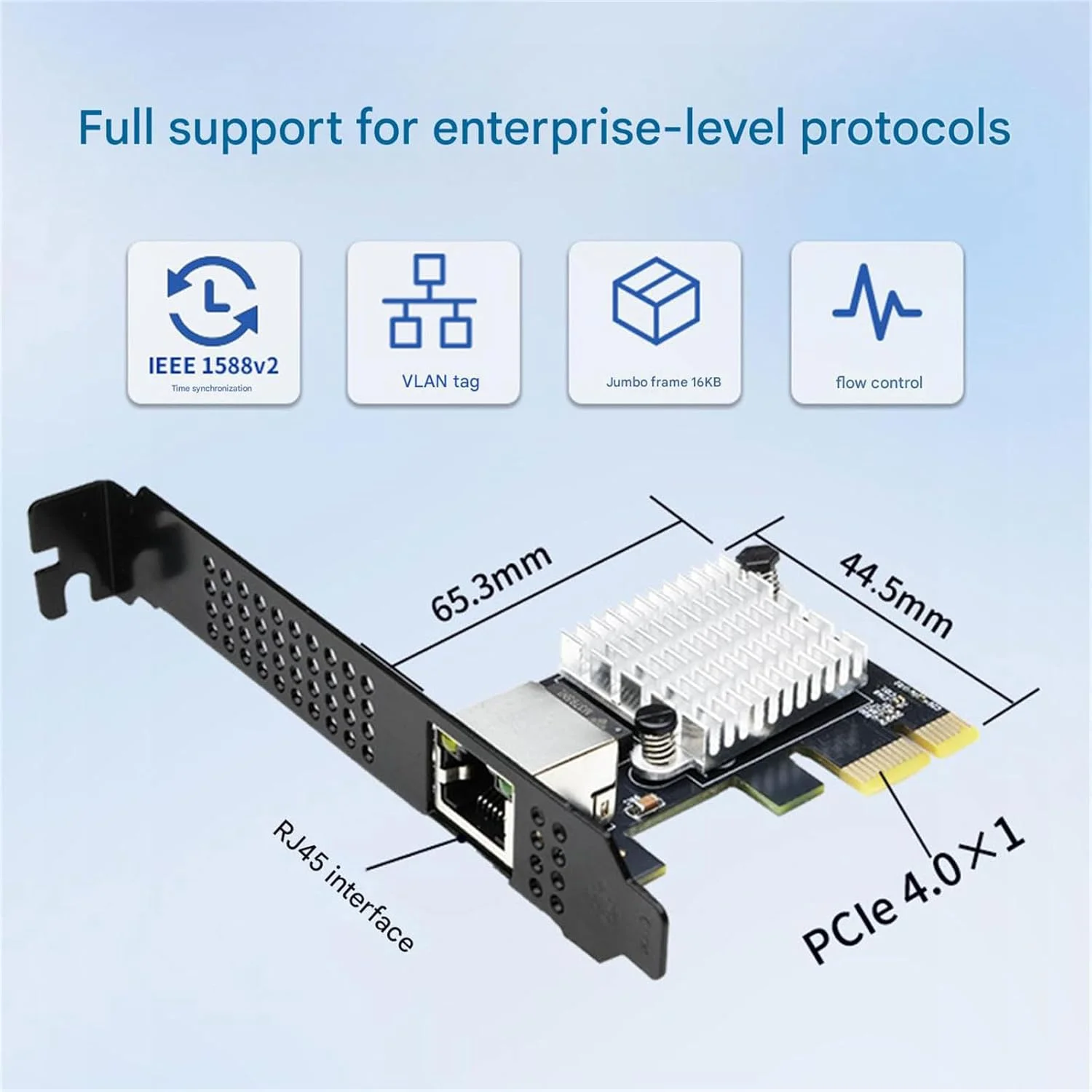کارت شبکه 10Gbps PCIE4.0 1X با پشتیبانی از PCIe 3.0/PCIe2.0 و مدیریت حرارت