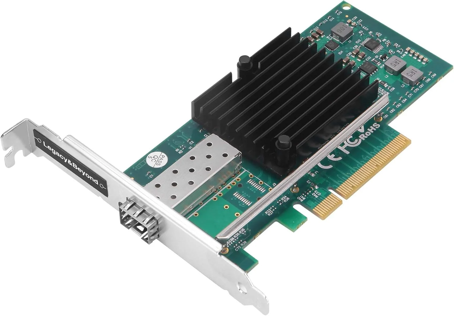 کارت شبکه گیگابیتی تک پورت 10G SFP+ اترنت PCIe، PCIe 2.0 x8 به SFP+ مادگی، چیپست Intel X520، هیت سینک بزرگ، براکت های دوگانه (LB-GE0411-S1)