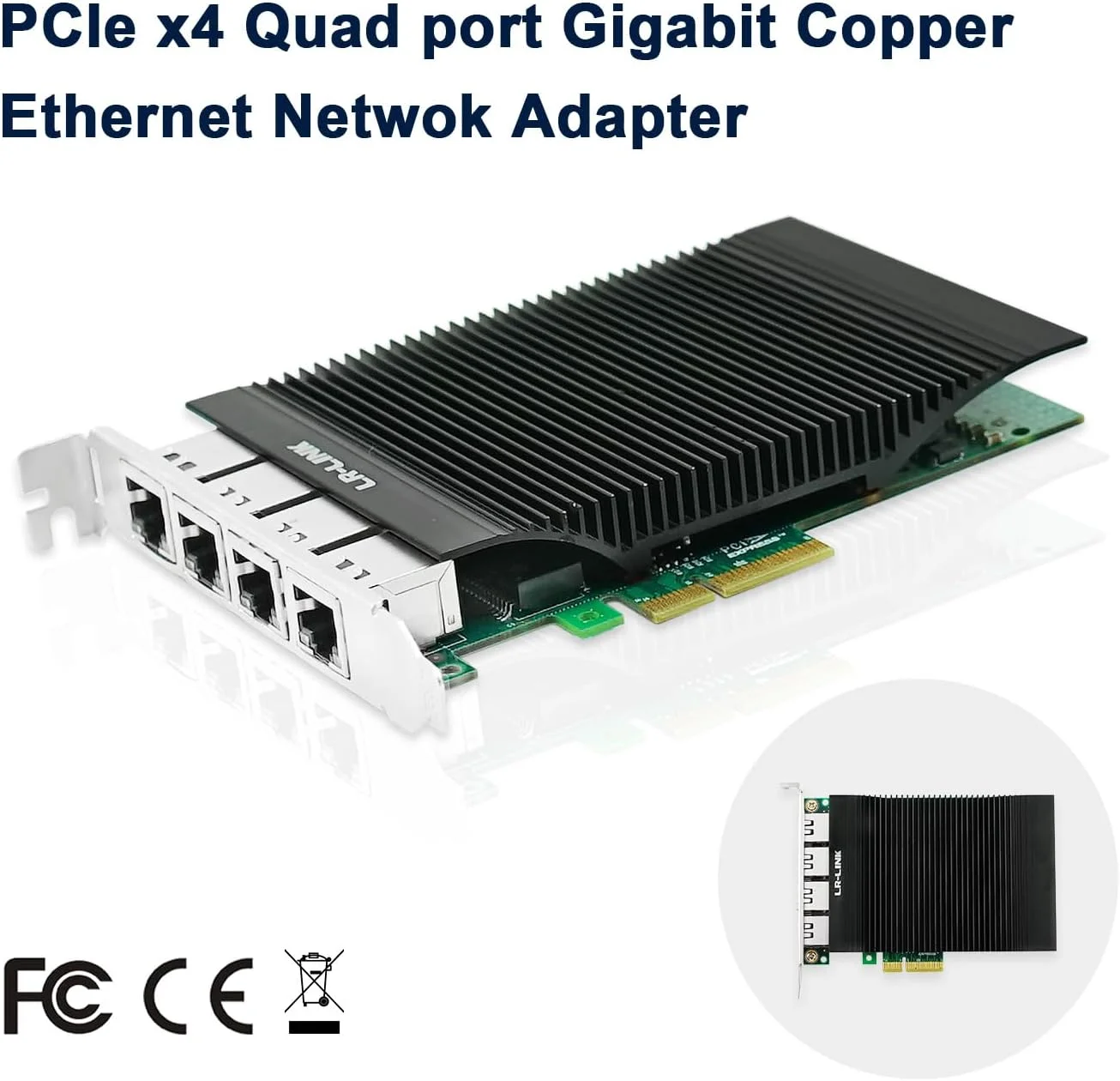 آداپتور اترنت گیگابیتی چهار پورت مسی صنعتی PCIe x4