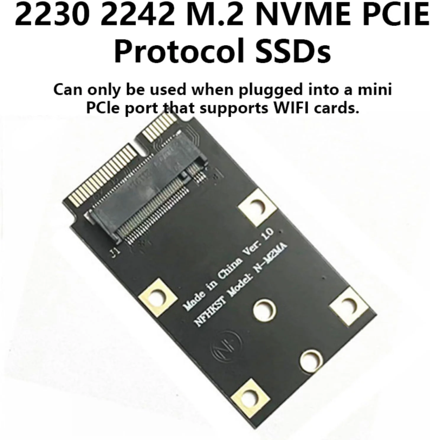 آداپتور PCIe برای NVMe 2230 2242، بدون نیاز به درایور، آداپتور وای فای PCIe