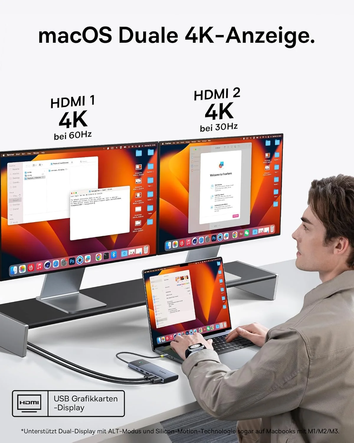 هاب USB C 7 در 1 بیسوس با دو پورت HDMI، USB-A و USB-C با سرعت 10 گیگابیت بر ثانیه، 2 پورت USB-A 3.0، شارژ سریع 100 واتی PD، داک استیشن برای لپ تاپ MacBook Pro Air M1 M2 M3 هاب USB C 7 در 1 بیسوس با دو پورت HDMI، USB-A و USB-C با سرعت 10 گیگابیت بر ثانیه، 2 پورت USB-A 3.0، شارژ سریع 100 واتی PD، داک استیشن برای لپ تاپ MacBook Pro Air M1 M2 M3