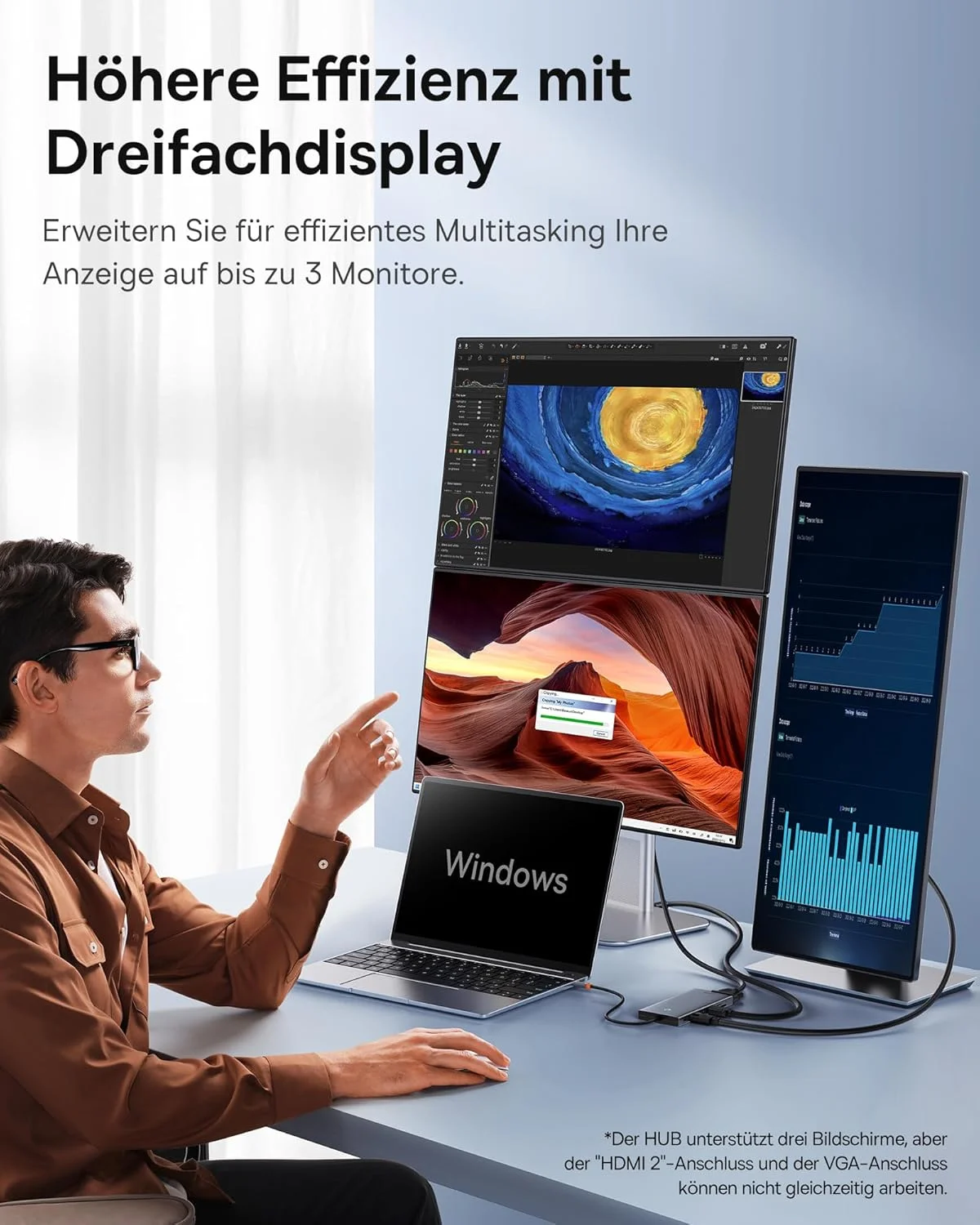 【بهینه شده با تراشه】 داک استیشن USB C Baseus با قابلیت اتصال به 3 مانیتور، هاب USB C سیزده در یک با 2 پورت HDMI 4K@60Hz، پورت DisplayPort 4K@60Hz، VGA، USB 3.1 10 Gbps، PD 100W و اترنت برای لپ تاپ های Dell/HP/Lenovo/Surface