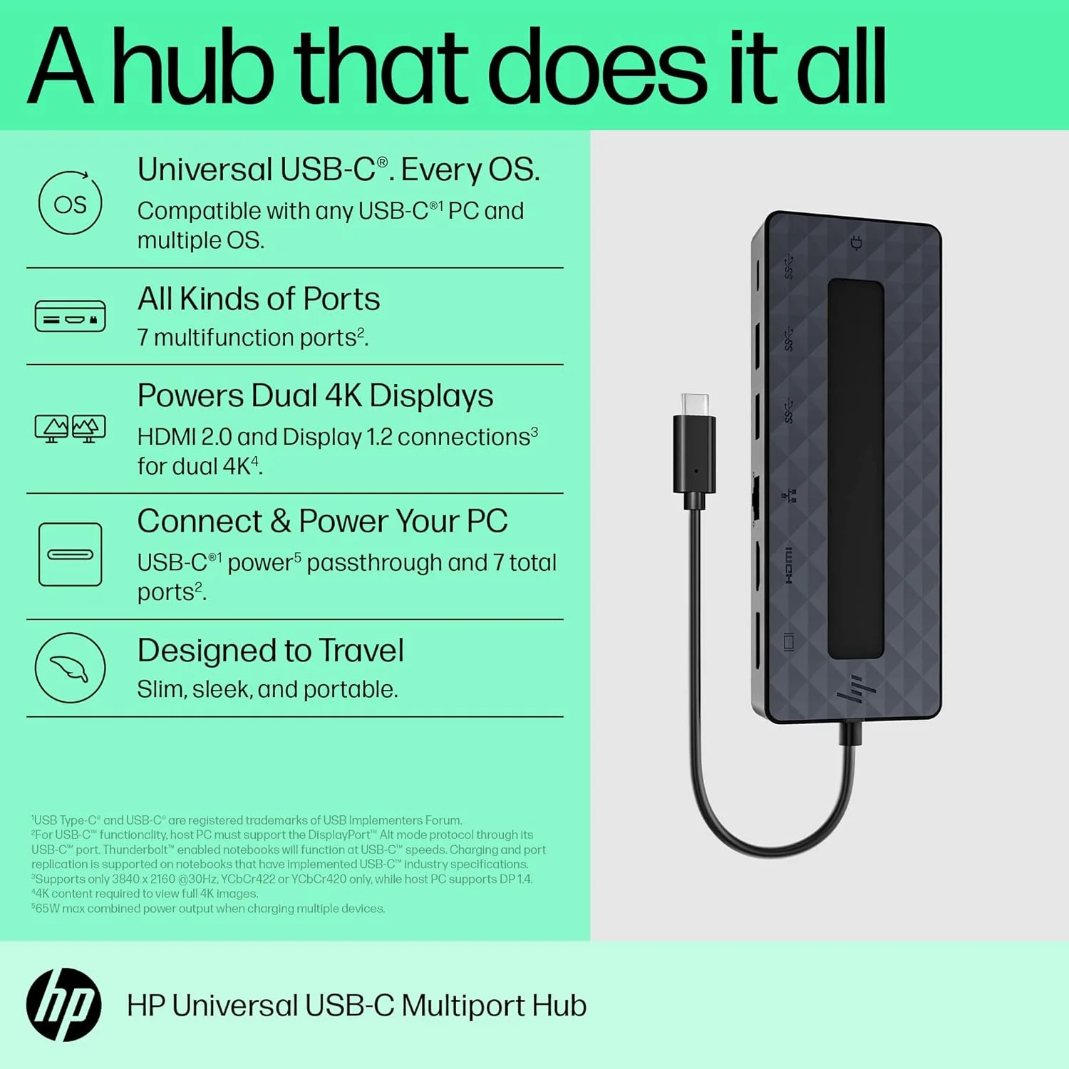 هاب چند پورت USB-C یونیورسال HP - داک استیشن 50H55AA