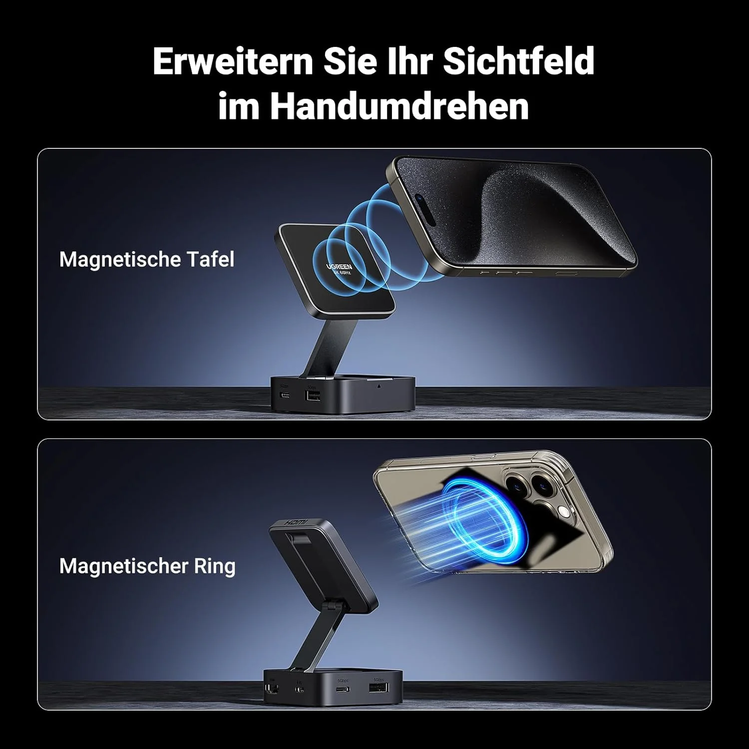 ایستگاه اتصال مغناطیسی UGREEN Revodok با HDMI 4K@60Hz، USB-C و USB-A، شارژ سریع 100W PD USB C Hub سازگار با سری iPhone 16/15، iPad Pro و غیره ایستگاه اتصال مغناطیسی UGREEN Revodok با HDMI 4K@60Hz، USB-C و USB-A، شارژ سریع 100W PD USB C Hub سازگار با سری iPhone 16/15، iPad Pro و غیره