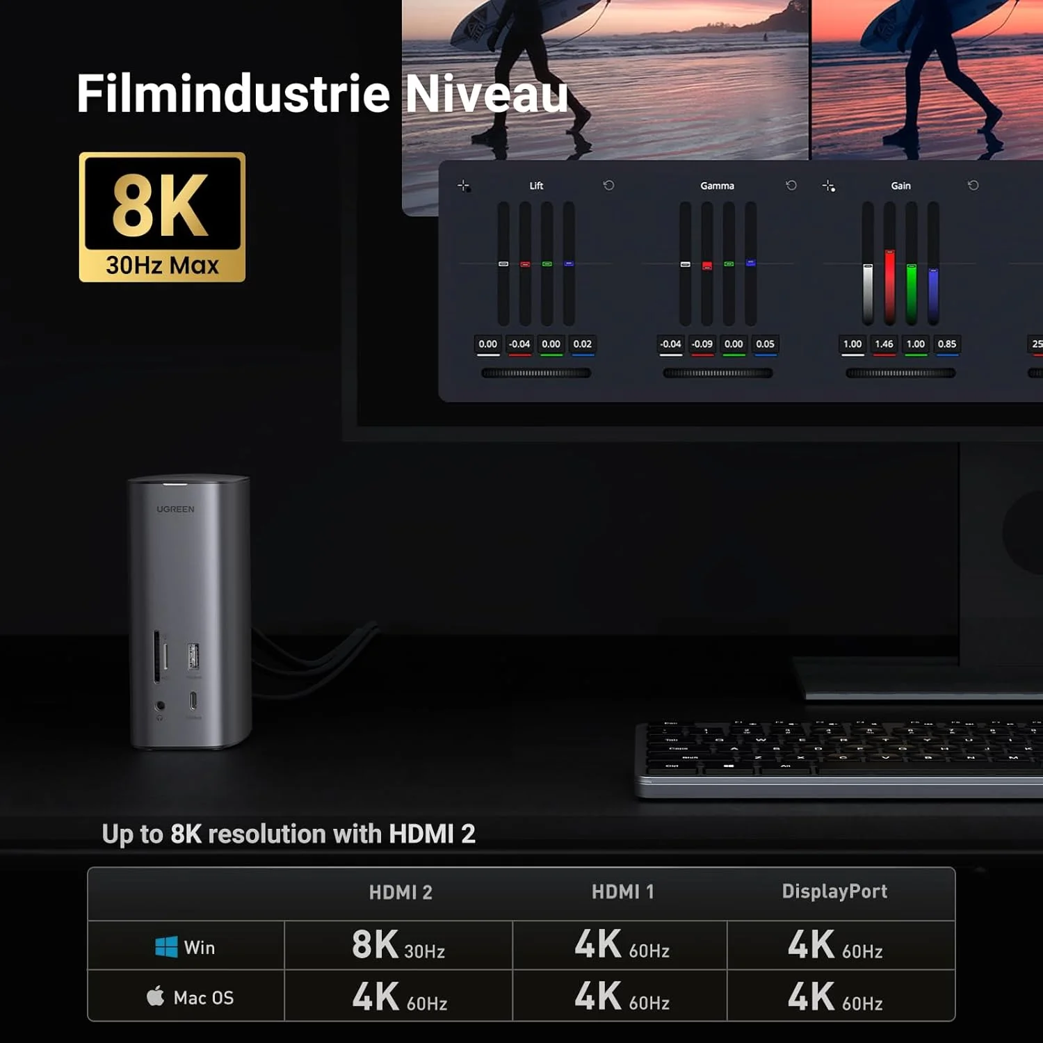 داک استیشن UGREEN Revodok Pro 312 Displaylink با نمایشگر سه گانه برای macOS M1 M2 MacBook و Windows (با درایور یکپارچه)، داک USB C دوازده در یک با شارژر 100W GaN، دو HDMI، DP، پورت USB 10Gbps داک استیشن UGREEN Revodok Pro 312 Displaylink با نمایشگر سه گانه برای macOS M1 M2 MacBook و Windows (با درایور یکپارچه)، داک USB C دوازده در یک با شارژر 100W GaN، دو HDMI، DP، پورت USB 10Gbps