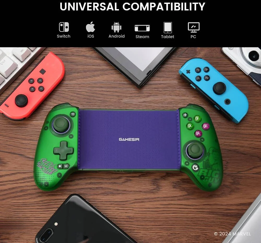 گیم‌پد موبایل بلوتوث GameSir G8 Plus با جوی‌استیک/تریگر اثر هال، مناسب برای بازی Minecraft، Call of Duty Mobile، برای سوییچ، iOS، اندروید و تبلت، هالک سبز | G8 Plus Gr