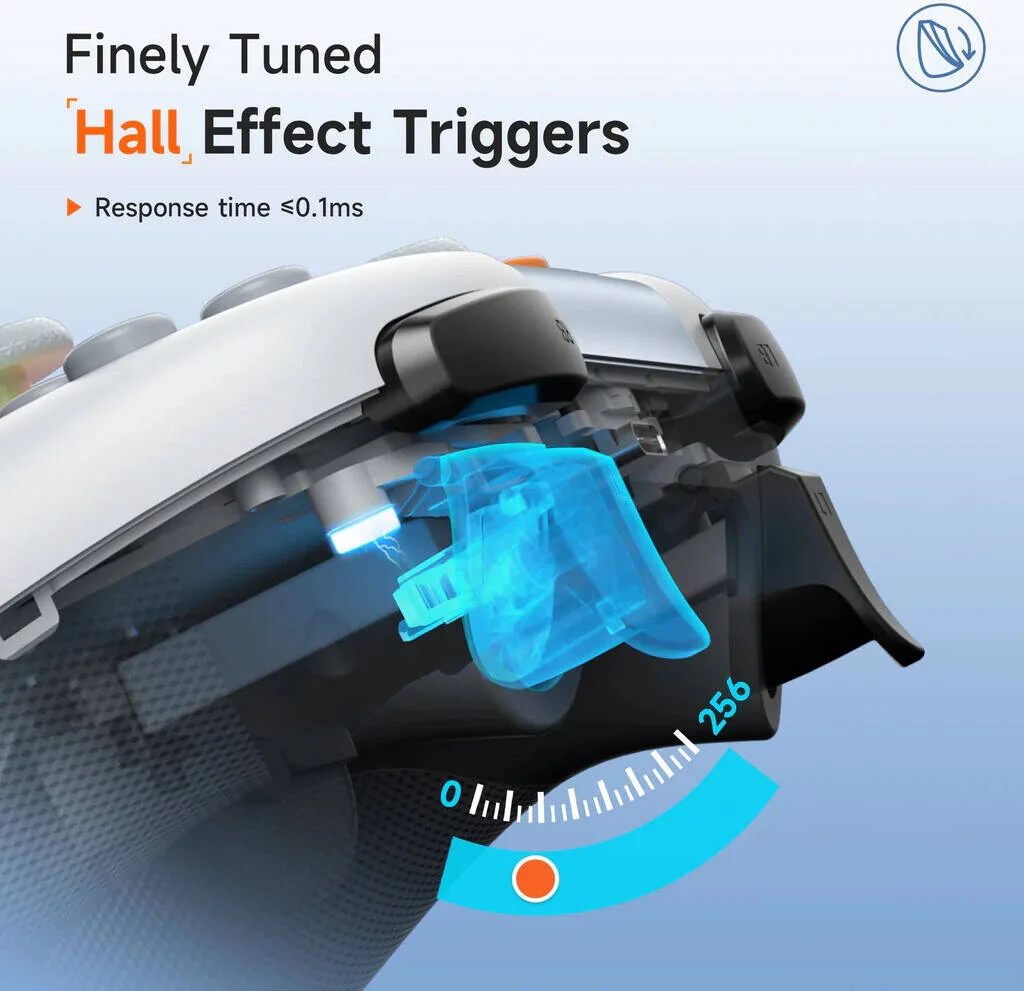 دسته بازی EasySMX X05، جوی استیک های اثر هال، چند پلتفرمی، 5 سطح لرزش قابل تنظیم، لیتیوم سه تایی 750mAh، پایداری بهبود یافته و تاخیر به حداقل رسیده، سفید صدفی | X05