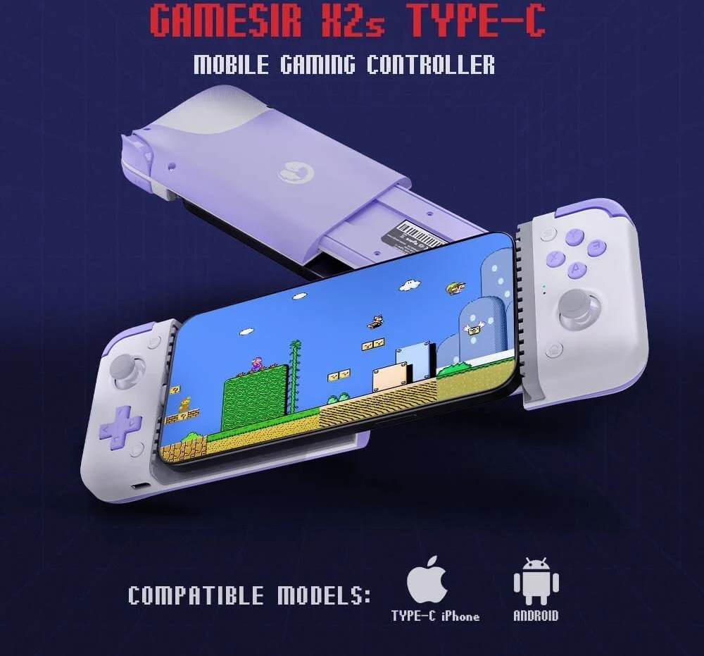 گیم‌سر X2s کنترلر تلفن تایپ-سی برای اندروید/آیفون سری 15، کنترلر تلسکوپی با استیک‌های اثر هال و تریگر آنالوگ هال، برای CODM، Zenless Zone Zero، Delta Emulator، مشکی | X2S Type-C