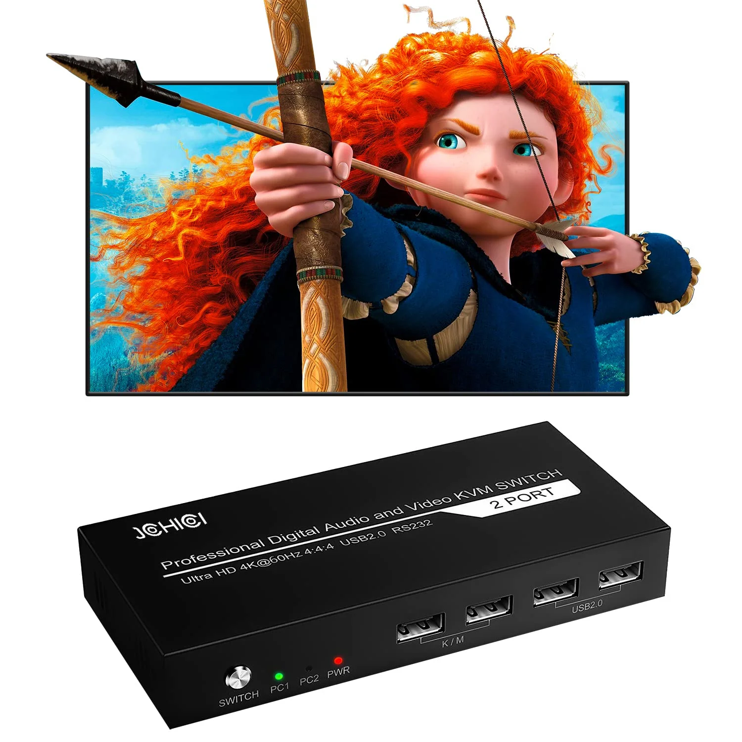 سوئیچ KVM اچ‌دی‌ام‌آی جی‌چی‌چی مدل 2 پورت 4K