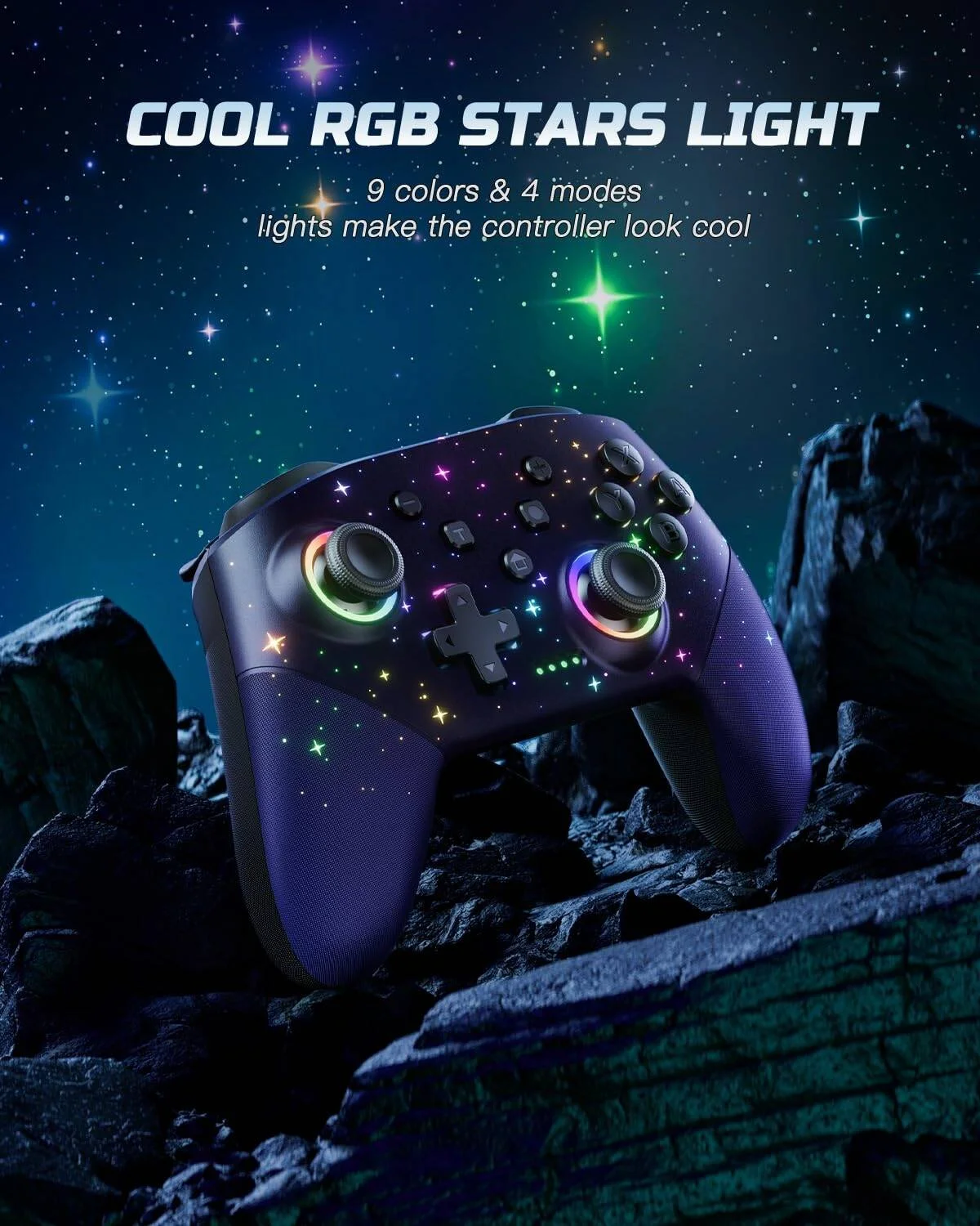 دسته بازی بیسیم VOYEE Pro سازگار با Switch Lite/OLED، چند پلتفرمی، کامپیوتر ویندوز، دارای نورهای RGB رنگارنگ 9 رنگ، قابل برنامهریزی، لرزشی، توربو، بیدار شدن، آسمان ستاره آبی | S08 دسته بازی بیسیم VOYEE Pro سازگار با Switch Lite/OLED، چند پلتفرمی، کامپیوتر ویندوز، دارای نورهای RGB رنگارنگ 9 رنگ، قابل برنامهریزی، لرزشی، توربو، بیدار شدن، آسمان ستاره آبی | S08