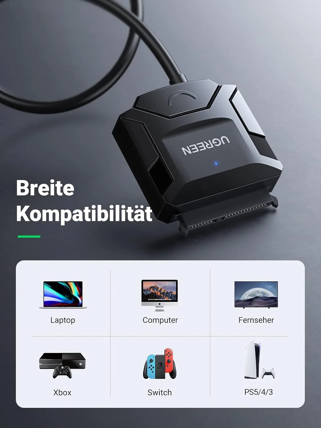 آداپتور هارد دیسک UGREEN USB 3.0 به SATA، برای هارد دیسک های 2.5 و 3.5 اینچی HDD SSD، پشتیبانی از UASP Trim با منبع تغذیه اضافی 12 ولت 2 آمپر آداپتور هارد دیسک UGREEN USB 3.0 به SATA، برای هارد دیسک های 2.5 و 3.5 اینچی HDD SSD، پشتیبانی از UASP Trim با منبع تغذیه اضافی 12 ولت 2 آمپر