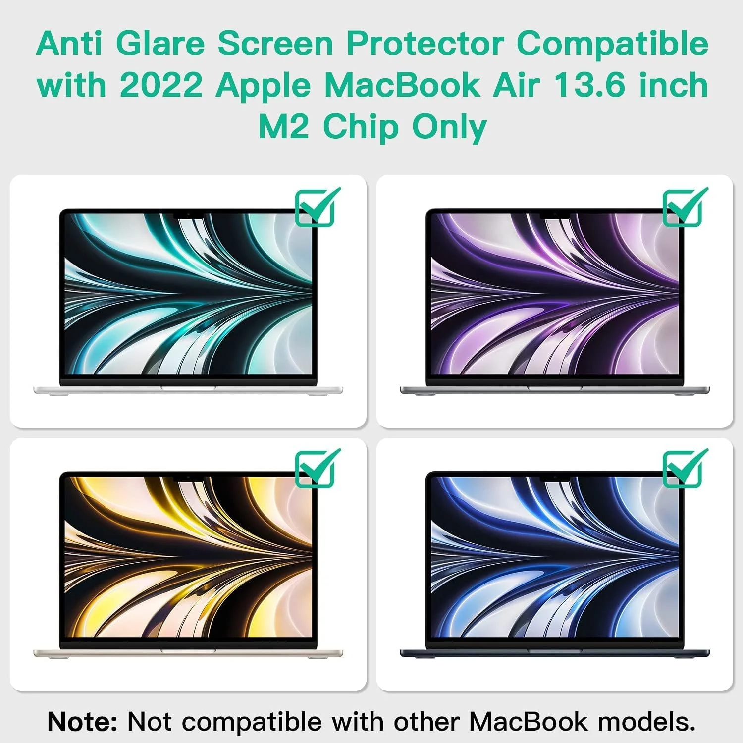 محافظ صفحه نمایش سازگار با مک بوک ایر ۱۳.۶ اینچی ۲۰۲۲، بسته ۲ عددی فیلم مات ضد خش و محافظ چشم برای مک بوک ایر ۱۳.۶ اینچی Apple M2 Chip A2681