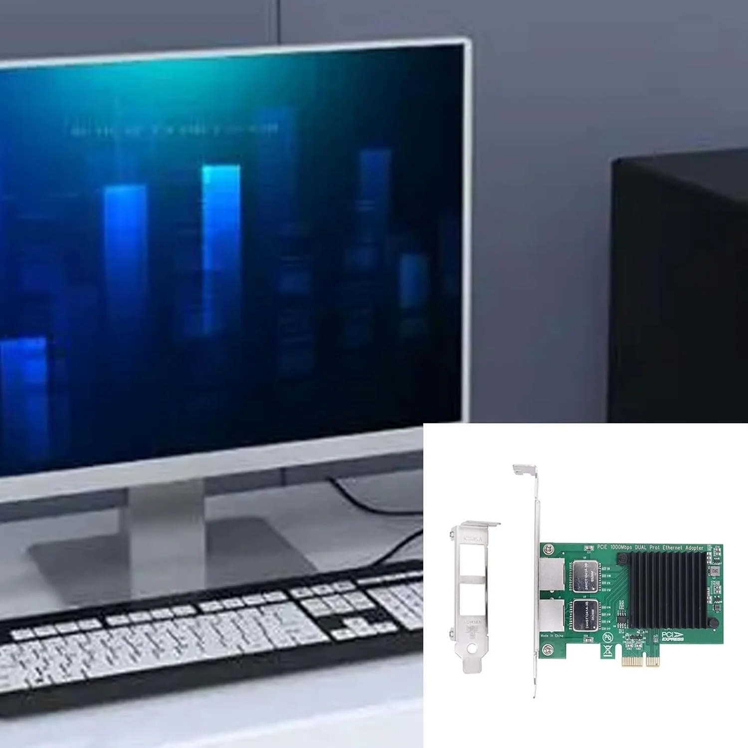 کارت شبکه گیگابیتی دو پورت I350T2 PCIE IEEE802.1P PCIE 1X 1000Mbps