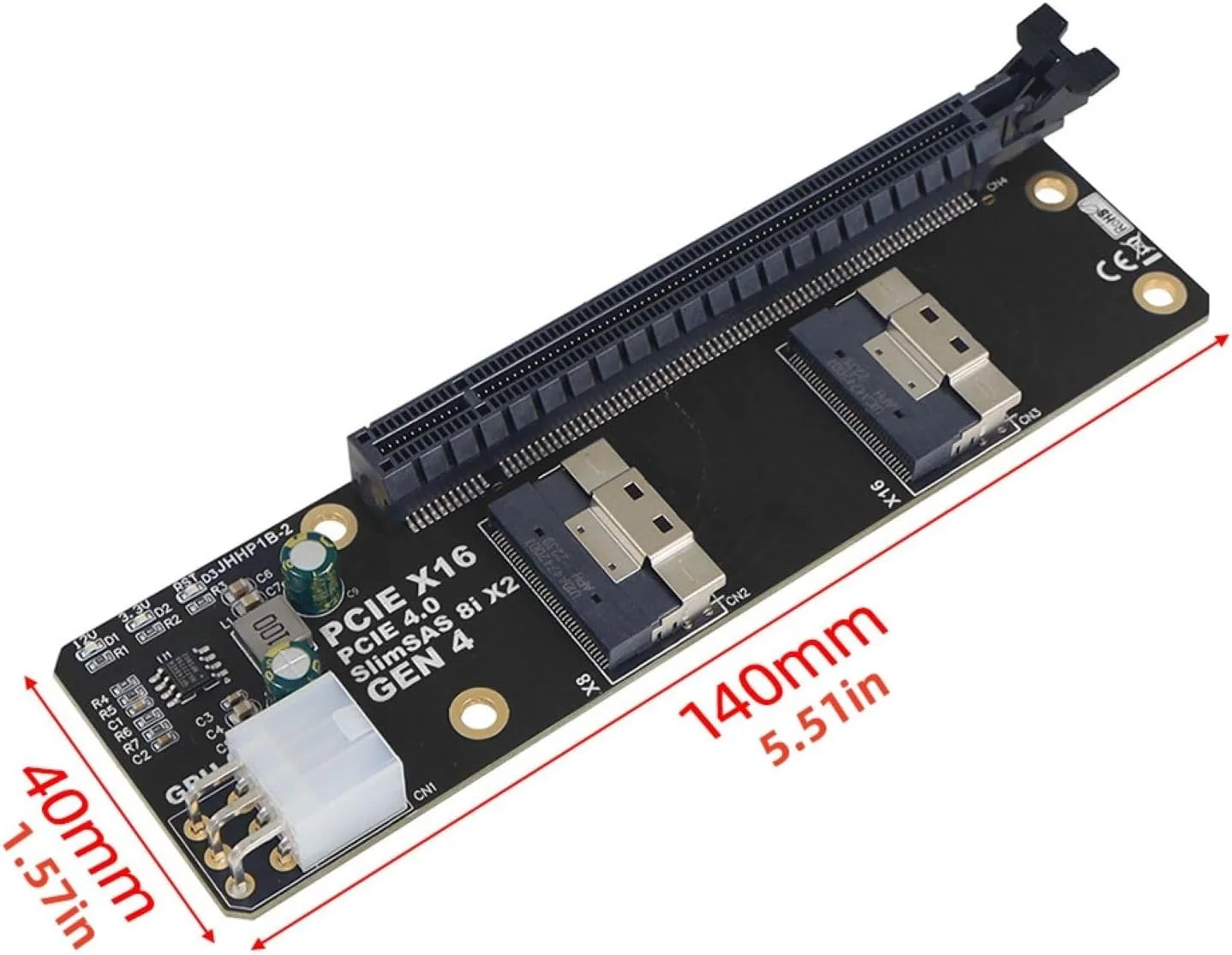 کارت آداپتور، 8i x2 به اسلات PCIe4.0 x16 کارت رایزر SFF8654 GEN4 NVMe Network