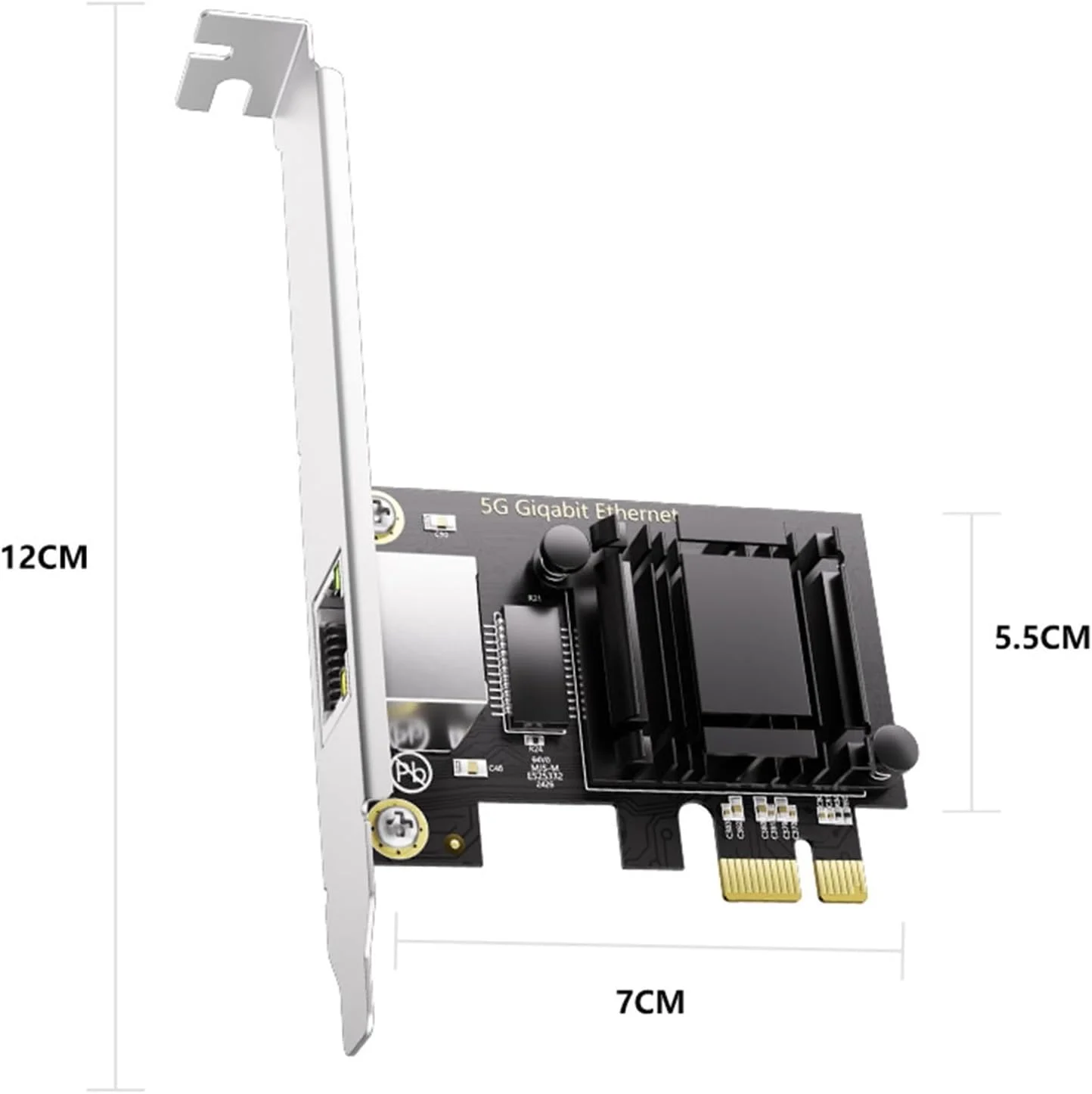 کارت شبکه 5000Mbps PCIE به RJ45 مدل RT8126 5Gbps/1000/100/10Mbps RJ45 گیگابیتی اترنت PCIE آداپتور برای کامپیوتر رومیزی با هیت سینک آلومینیومی