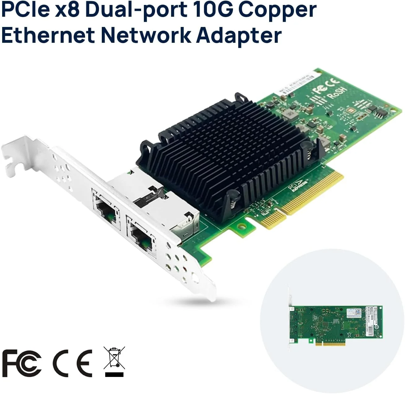 آداپتور شبکه اترنت 10G مسی دو پورت PCIe x8