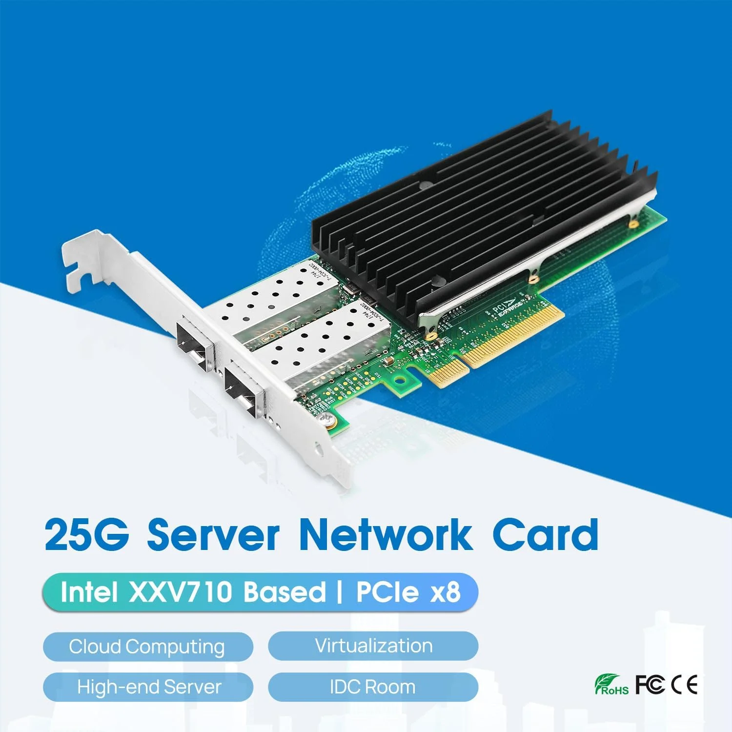 آداپتور سرور اترنت دو پورت 25G SFP28 با رابط PCIe x8 (چیپست 1ntel XXV710)