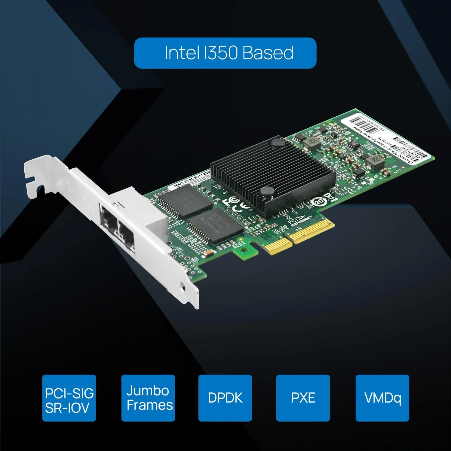 آداپتور سرور گیگابیتی دو پورت مسی PCIe x4 (اینتل I350)