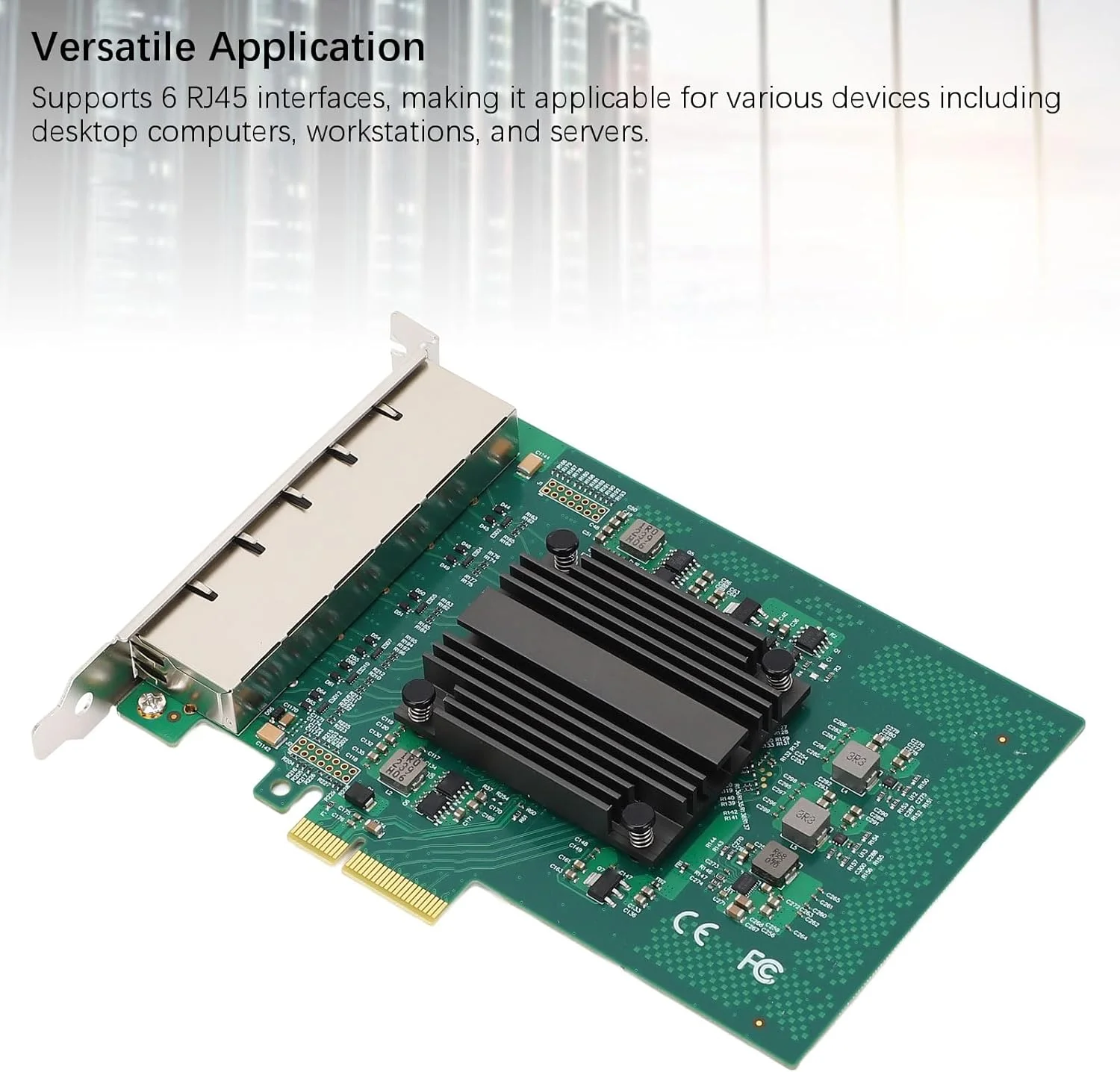 کارت شبکه گیگابیتی PCIe، آداپتور اترنت 6 پورت RJ45 با تراشه I350 برای رایانه شخصی رومیزی، پشتیبانی از 7، 8، 8.1، 10، Server 2012، 2008، 2016، Freebsd، VMWare ESXi