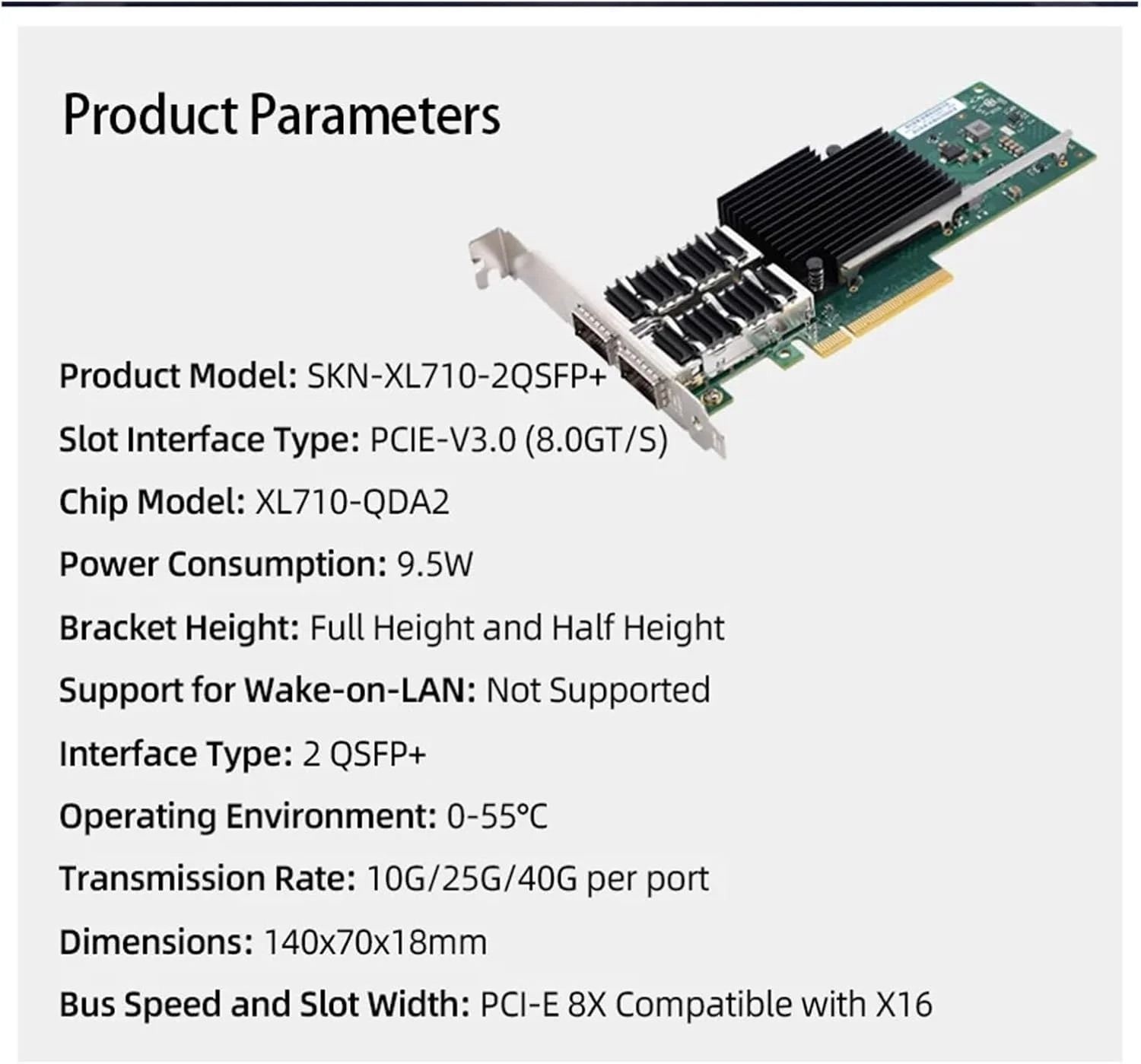 کارت شبکه دو پورت چهال گیگابیت بر ثانیه XL710-QDA2 40G PCIEX8