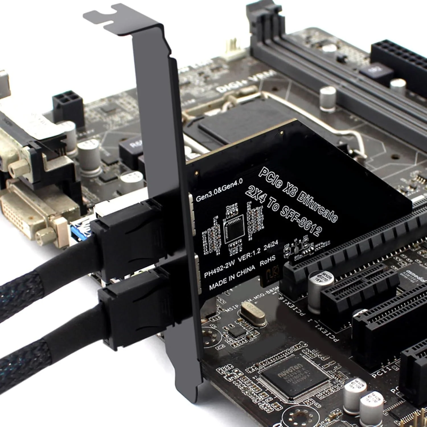 کارت توسعه دهنده PCIe 4.0X8 به SFF 8612 8612 با 2 پورت برای اتصال سریع دیسک جامد