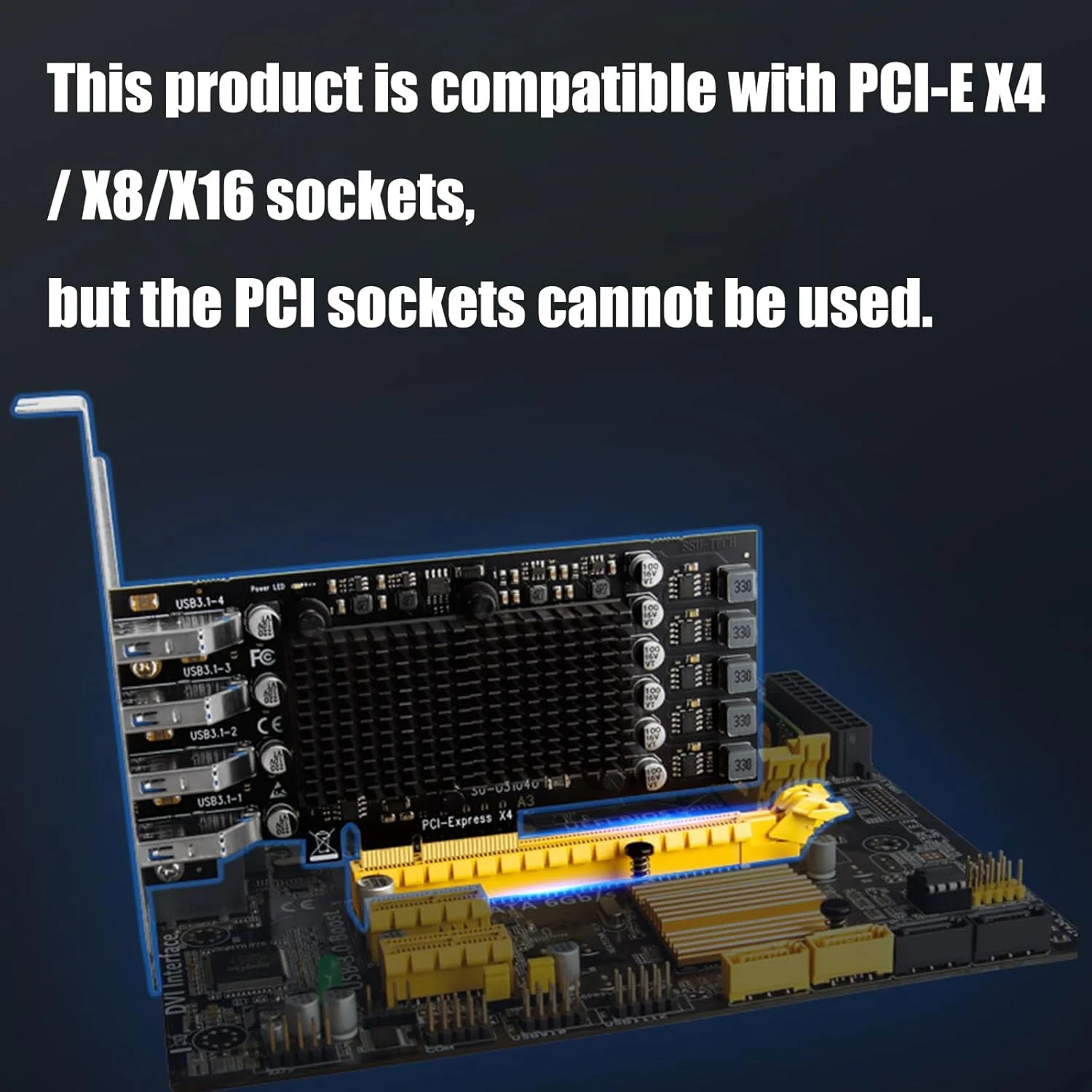 کارت توسعه USB3.2 PCIE به 4 پورت USB، کارت مبدل کنترلر USB3.2 برای کامپیوتر رومیزی صنعتی PCIe USB