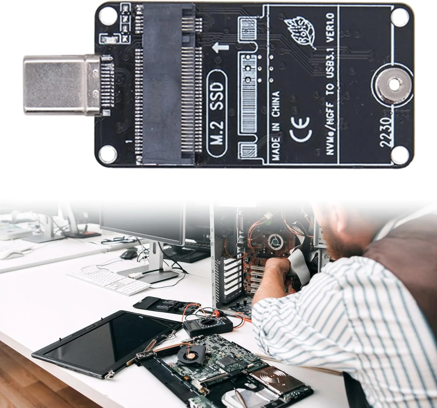 آداپتورهای دو پروتکل NVMe SATAs HDDs، مبدل های ذخیره سازی قابل حمل Type C USB 3.1 10Gbps، کارت توسعه Ssds لپ تاپ Type C