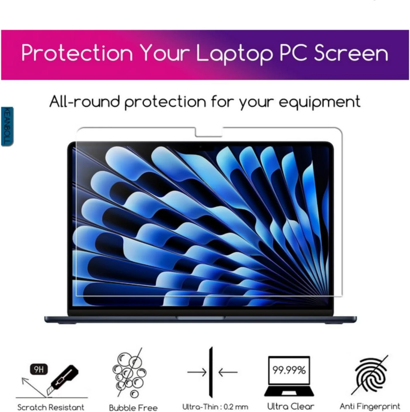 محافظ صفحه نمایش شیشه ای حرارت دیده SKEIDO، بسته 2 عددی، مناسب برای لپ تاپ جدید Apple MacBook Air 15 اینچ (مدل: A3114 A2941) با تراشه M3 M2، صفحه نمایش رتینا مایع 15.3 اینچی