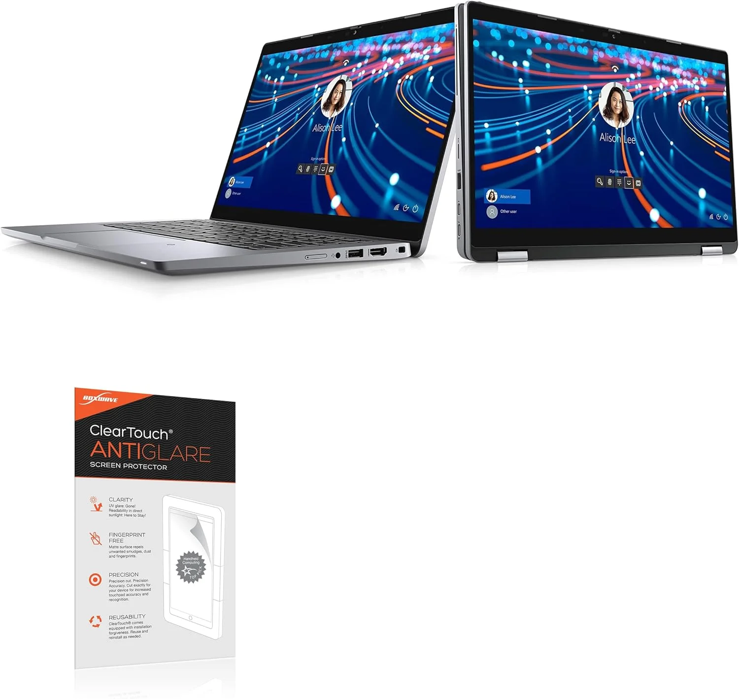 محافظ صفحه نمایش مات ضد انعکاس نور باکس ویو سازگار با Dell Latitude 5320 2-in-1 (بسته 2 عددی)، فیلم ضد اثر انگشت