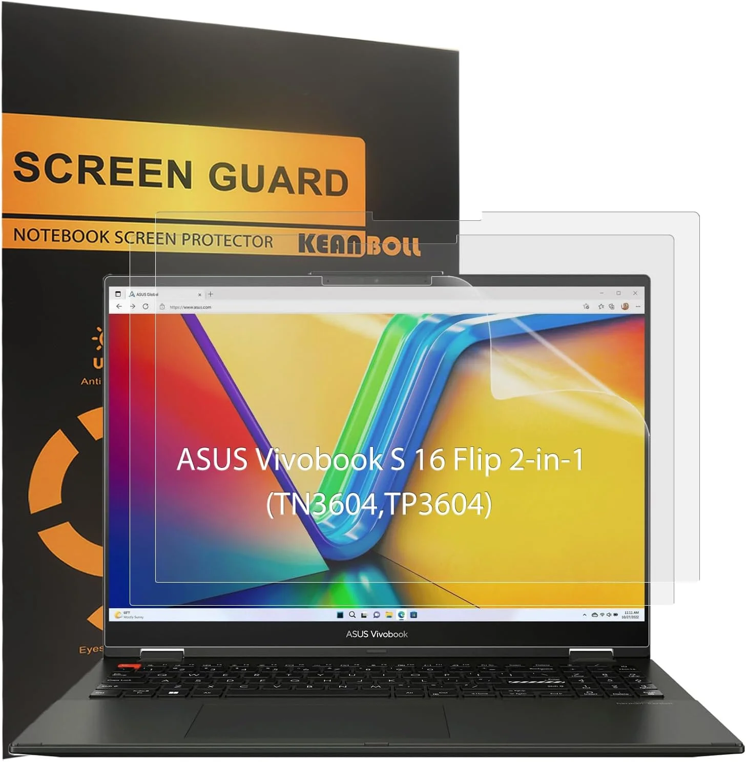 محافظ صفحه نمایش مات ضد بازتاب نور و ضد اثر انگشت KEANBOLL (بسته 3 عددی) طراحی شده برای لپ تاپ لمسی 2 در 1 ASUS Vivobook S 16 Flip (TN/TP3604، 16 اینچ)